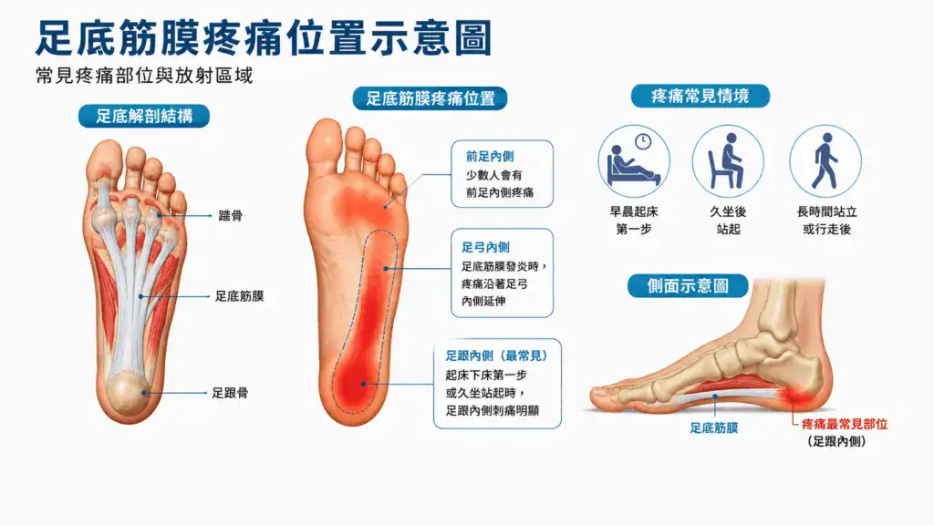 足底筋膜疼痛位置示意圖